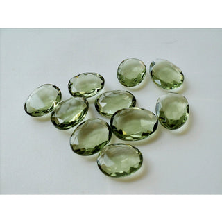 5 Pieces 12x15mm To 15x20mm Each Hydro Quartz Oval Shaped Amethyst Green Colored Rose Cut Flat Loose Cabochons RS32