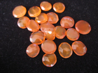6 Pieces 12x11mm To 15x13mm Each Carnelian Rose Cut Chalcedony Flat Back Orange Color Loose Cabochons RS36