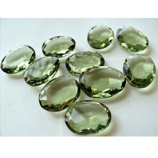 5 Pieces 12x15mm To 15x20mm Each Hydro Quartz Oval Shaped Amethyst Green Colored Rose Cut Flat Loose Cabochons RS32