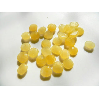 6 Pieces 14mm To 18mm Each Natural Aventurine Faceted Yellow Color Rose Cut Loose Cabochons RS35