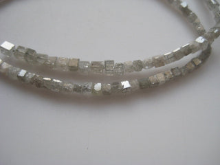 2mm Each White Color Box Shaped Faceted Diamond Cubes, Natural White Diamond Beads, Sold As 8 Inch/16 Inch Strand, DF1