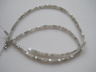 2mm Each White Color Box Shaped Faceted Diamond Cubes, Natural White Diamond Beads, Sold As 8 Inch/16 Inch Strand, DF1