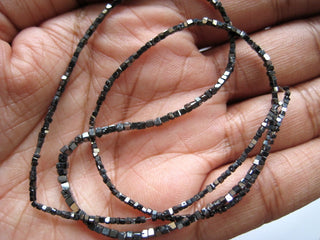 2mm To 1mm Each Black Diamond Box Beads, Rough Diamond Cubes, Natural Rough Faceted Diamond Beads, Sold As 8 Inch/16 Inch Strand, DF12