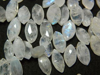 Rainbow Moonstone Briolette Beads/ Marquise Beads/ Faceted Gemstones/ 6x12mm Each/ 20 Pieces/ 3.75 Inch Half Strand