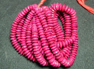 Ruby Rondelles, German Cut Faceted Beads, Ruby Beads, 8.5mm To 12mm Beads, 8.5 Inch Half Strand