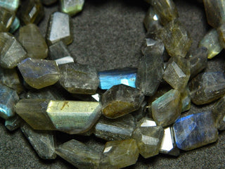 Labradorite Gemstones, AAA Labradorite, Step Cut Tumbles, Faceted Nugget Beads, 10-8mm Each, 8 Inch Half Strand, SKU-A44