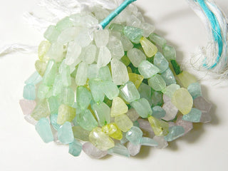 Aquamarine Tumble Beads, Aquamarine Nugget Beads, Step Cut Tumbles, 14mm To 19mm Each, 9 Inch Strand
