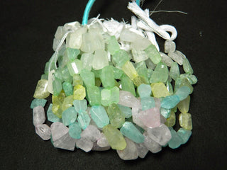 Aquamarine Tumble Beads, Aquamarine Nugget Beads, Step Cut Tumbles, 14mm To 19mm Each, 4.5 Inch Half Strand