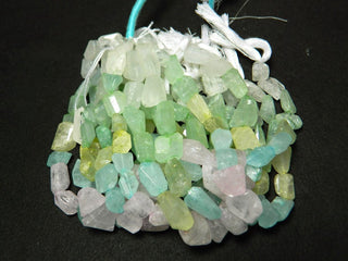 Aquamarine Tumble Beads, Aquamarine Nugget Beads, Step Cut Tumbles, 14mm To 19mm Each, 9 Inch Strand