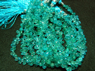 Half Strand Blue Apatite Original Briolette, Faceted Drops Briolettes, 6mm To 7mm approx, 36 Pieces Approx, 4 Inch