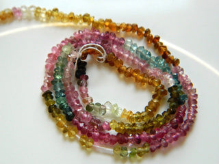 Tourmaline Rondelle Beads, Pink Tourmaline Beads, Green Tourmaline, 2.5mm Faceted Rondelles, 13.5 Inch Strands