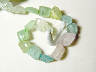 Aquamarine Tumble Beads, Aquamarine Nugget Beads, Step Cut Tumbles, 14mm To 19mm Each, 9 Inch Strand