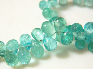 Half Strand Blue Apatite Original Briolette, Faceted Drops Briolettes, 6mm To 7mm approx, 36 Pieces Approx, 4 Inch