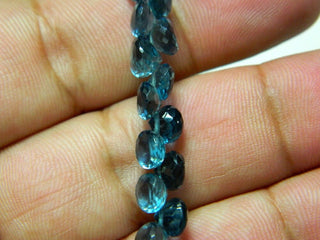 London Blue Topaz Beads, Blue Topaz Onion Briolettes, Faceted Beads, 6mm Beads, 10 Pieces, SKU-DSCN5793