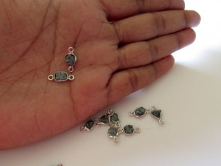 10 Pieces Blue Diamond Connectors, 925 Silver Connectors, Rough Diamond Connectors, Raw Diamond Connector, 7mm Approx., SKU-28
