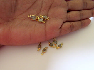 2 Pieces Yellow Diamond Connectors, 925 Silver Connectors, Rough Diamond Connectors, Raw Diamond, Uncut Diamond, 7mm To 8mm, SKU-25