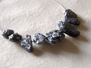 Black Rough Diamond Briolettes, Natural Diamond Briolette, Side Drilled, Raw Diamonds, Approx 8mm To 12mm Each, 8 Pieces, SKU-16