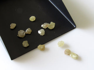 10 Pieces Flat Raw Rough Diamonds, 5mm Each Yellow Color Uncut Diamonds Loose SKU-5