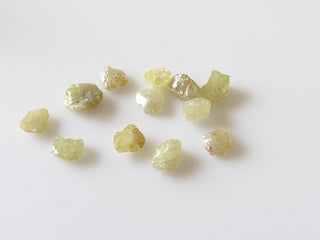 10 Pieces Flat Raw Rough Diamonds, 5mm Each Yellow Color Uncut Diamonds Loose SKU-5