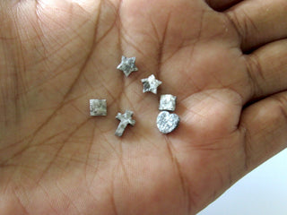 Matched Pair Raw Diamond Monograms, Personalised Jewelry, Natural Diamond, Rough Diamond, 4-5 mm Approx, 2 Pieces, SKU-3