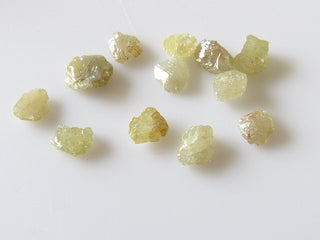 10 Pieces Flat Raw Rough Diamonds, 5mm Each Yellow Color Uncut Diamonds Loose SKU-5