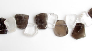 17 Pieces Raw Crystal Slice, Raw Smoky Quartz Beads, Gemstone Slice, Polished Raw Gemstones, 18mm To 24mm Approx, 7 Inch Strand SKU-R15