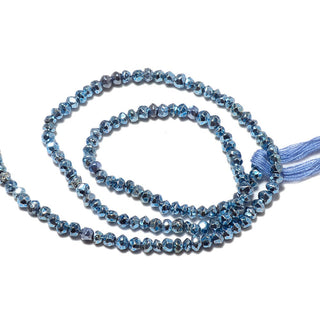 10 Strands Coated Blue Pyrite Rondelle Beads, Pyrite Gemstone Beads Coated Blue Pyrite, 3.5mm To 4mm Beads, 13 Inches Each, SKU-M120