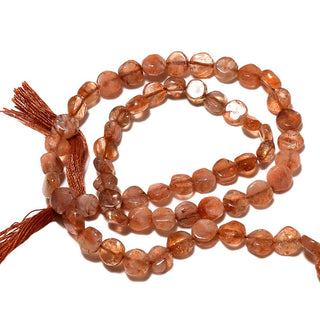 SunStone Beads, Sunstone Smooth Coin Beads, Sunstone Jewelry, 5mm Beads, 13 Inch Strand, Sold As 1 Strand/ 5 Strands, SKU-A50