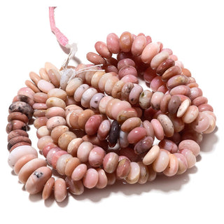 Pink Opal Beads, Peruvian Pink Opal Beads, Opal Rondelles, 10mm Each, 16 Inch Strand, 60 Pieces Approx
