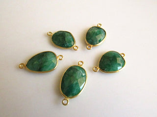 20 Pieces Sillimanite Sterling Silver Connector, Rose Cut Jewelry Connector, Vermeil Gold Connectors, Bezel Connectors, SKu-5410