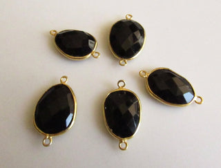 20 Pieces Black Onyx Sterling Silver Connector, Rose Cut Jewelry Connector, Bezel Connectors, Gemstone Connectors SKU-5415