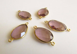 20 Pieces Purple Hydro Quartz Jewelry Connectors, Sterling Connectors, Vermeil Gold Connectors, Bezel Connectors SKU-5368