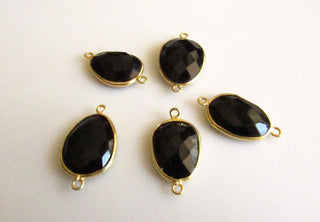 20 Pieces Black Onyx Sterling Silver Connector, Rose Cut Jewelry Connector, Bezel Connectors, Gemstone Connectors SKU-5415