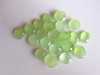 5 Pieces 14mm To 16mm Each Green Chalcedony Rose Cut Flat Back Loose Cabochons RS32