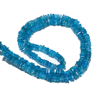 Blue Neon Apatite Square Heishi Beads, 8 Inch Half Strand, Size 4mm Gemstone Beads, Wholesale Price, SKU M11