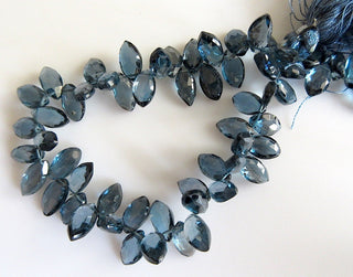 10 Beads London Blue Topaz Beads, Faceted Marquise, Blue Topaz Briolette, Briolette Beads, 6x9mm Each, SKU-0340