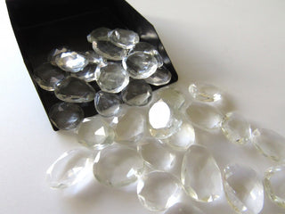5 Pieces 13mm To 18mm Each Quartz Crystal Faceted Rose Cut Flat Back Loose Cabochons RS30