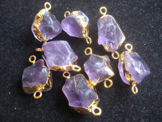 Raw Amethyst Connectors, Raw Gemstone Connectors, Natural Amethyst Crystal, Amethyst Rough, 5 Pieces, 22mm To 28mm Approx