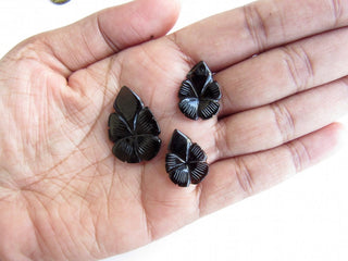 Natural Tourmaline Hand Carved Beads, Gemstone Carving, 3 Piece Set, Matched Pairs 18x14mm Focal Pendant 27x18mm Each, SKU-TC5