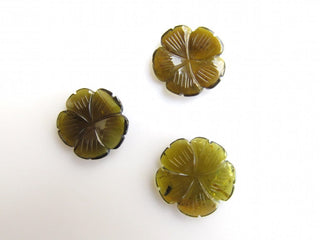 Beautiful Green Tourmaline Beads, Hand Carved, Natural Gemstone Carving, Matched Pairs 17mm Focal Pendant 18mm Each, SKU-TC15