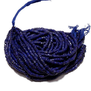 Natural Lapis Lazuli Smooth Bead, Tyre Beads, Lapis Beads, 4mm Lapis Rondelles, 13 Inch Strand, SKU-SS82