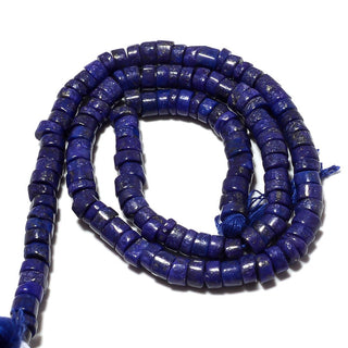 Natural Lapis Lazuli Smooth Bead, Tyre Beads, Lapis Beads, 4mm Lapis Rondelles, 13 Inch Strand, SKU-SS82