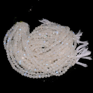 Rainbow Moonstone Faceted Beads, 4mm Round Beads, Natural Moonstone Beads, 13 Inch Strand, Sold As 5 Strand/50 Strands, SKU-SS130