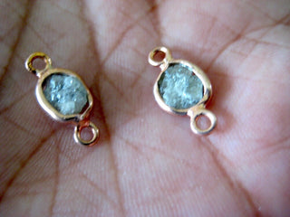 2 Pieces Rose Gold Diamond Connectors, 925 Silver Connectors, Rough Diamond Connectors, Raw Diamond, Uncut Diamond, 7mmTo 8mm