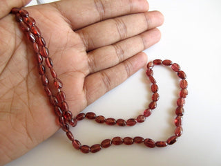 5 Strands Wholesale Mozambique Garnet Beads, Garnet Oval Beads, Smooth Garnet Beads, 9mm To 5mm Each, 16 Inch Strand, SKU-6731