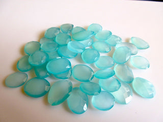 50 Pieces 14mm To 18mm Each Aqua Blue Chalcedony Rose Cut Flat Back Faceted Loose Cabochons GDS400/4