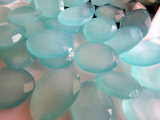 50 Pieces 14mm To 18mm Each Aqua Blue Chalcedony Rose Cut Flat Back Faceted Loose Cabochons GDS400/4