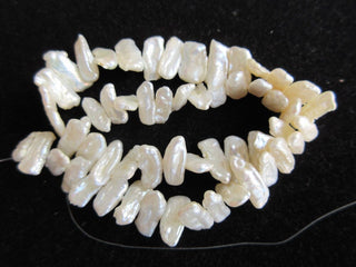 Biwa Pearl, Rectangle Pearls, Ivory Pearls, Fresh Water Pearls, Loose Pearls, 15 Inches, 14mm To 20mm Each, SKU-FP11