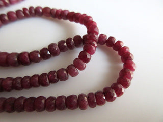 Ruby Rondelle Beads, Faceted Ruby Beads, Natural Ruby Beads, 3mm To 4mm Beads, 16 Inch Strand, SKU-R2