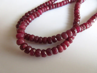 Ruby Beads, Faceted Rondelle Beads, Natural Ruby Beads, 3.5mm To 4.5mm Beads, 16 Inch Strand, SKU-R1